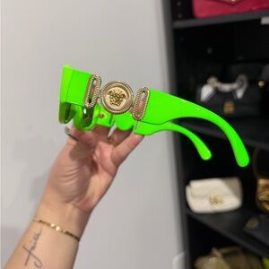 Versace Bright Green Sunglasses with Gold Medallion